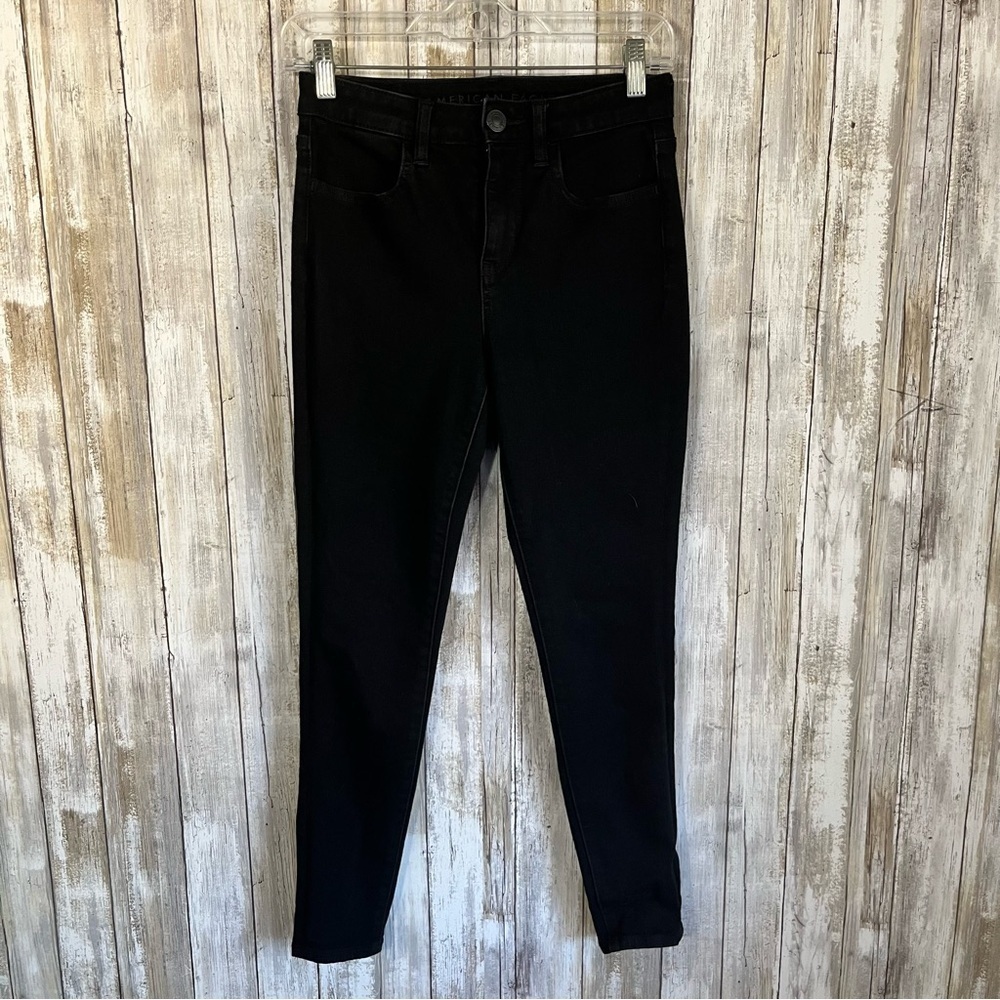 American Eagle The Dream High Rise Jegging Short Black Jeans 2 - Picture 2 of 8